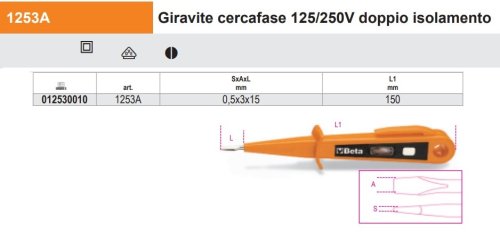 Cacciavite giravite cercafase 125/250V Beta 1253A