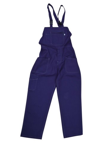 Pantaloni a pettorina in cotone blu a 5 tasche - taglia 46