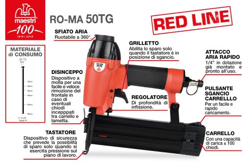 Chiodatrice pneumatica Maestri RO-MA TG50 RED LINE