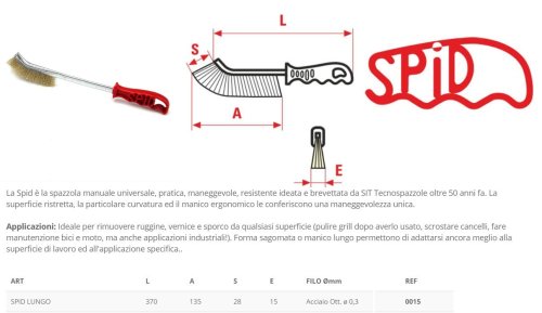 Spazzola con manico lungo SIT SPID 0015 in acciaio ottonato