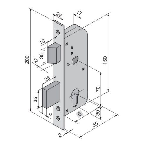Serratura per cancelli Welka 061 entrata mm 30