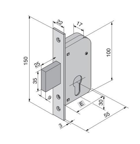 Serratura per cancelli Welka 063 entrata 30 mm F22