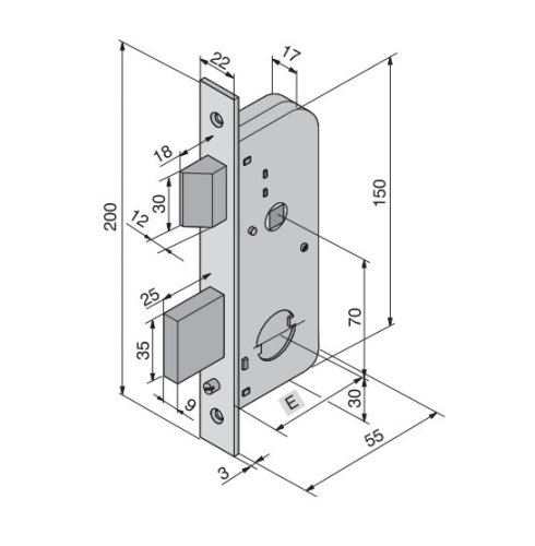Serratura per cancelli Welka 067 entrata mm 30 F22