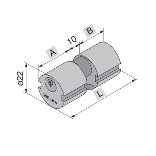 Cilindro tondo in ottone ø 22 mm Welka 607 - mm 54 (22/22)