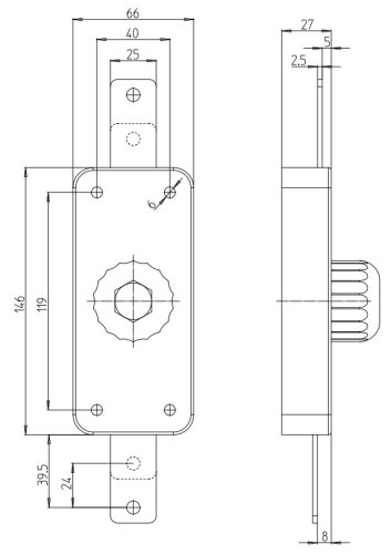 Serratura CR 220P verniciata con pomolo e cilindro a pompa - mm 50