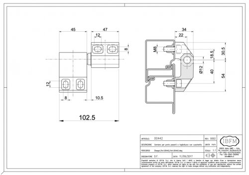 Cerniera in ferro 2 ali per porte pesanti IBFM 442