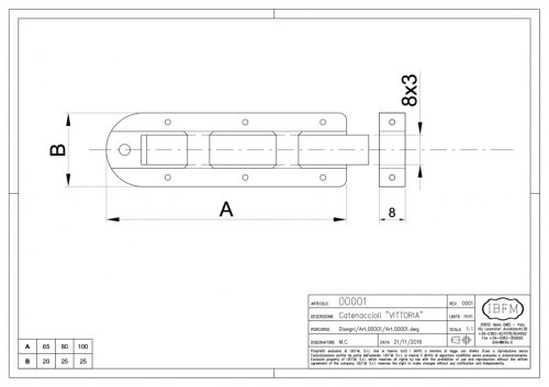 Catenaccio Vittoria in acciaio zincato IBFM 1 - mm 100
