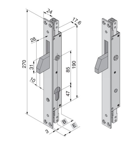 Serratura Welka 085.19 per persiane blindate aste interne E19 mm