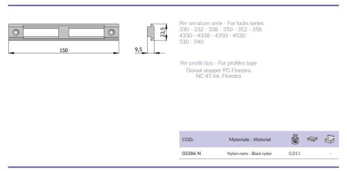 Contropiastra in nylon Omec 02386N PROFILI Domal stopper-NC45