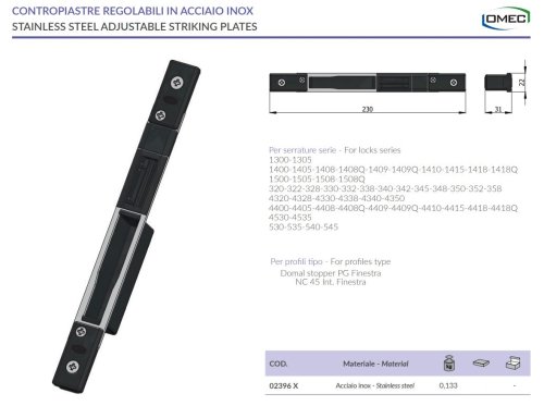 Contropiastra regolabile in acciaio inox Omec 02396X