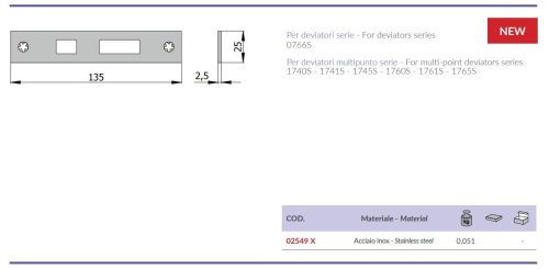 Contropiastra piana in acciaio inox Omec 02549/X