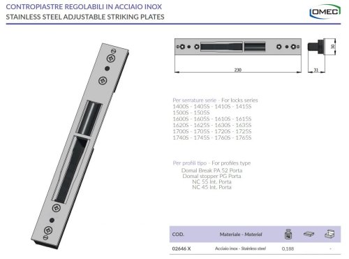 Contropiastra regolabile in acciaio inox Omec 02646X