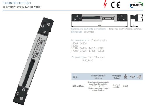 Incontro elettrico Omec 02846X EL60 R40-R50 9-16V