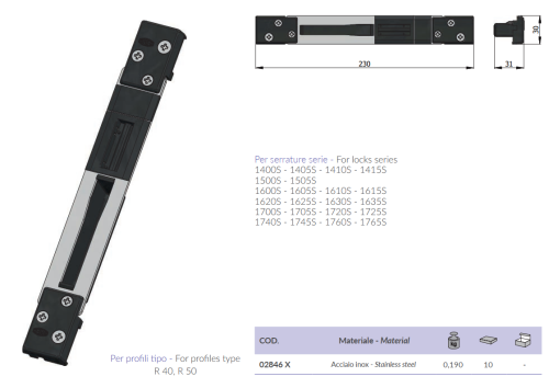 Contropiastra regolabile in acciaio inox Omec 02846X R40-R50