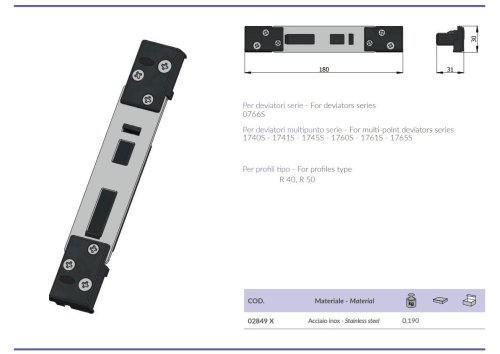 Contropiastra regolabile in acciaio inox Omec 02849X R40-R50