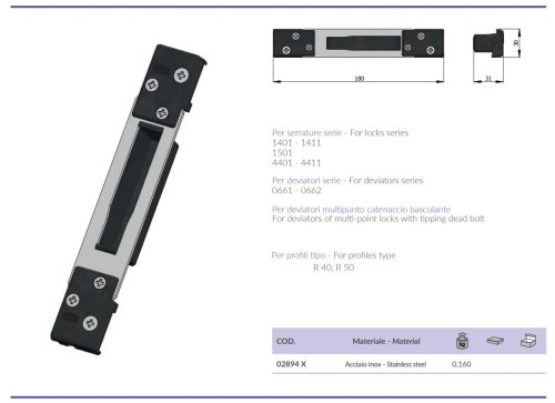 Contropiastra regolabile in acciaio inox Omec 02894X R40-R50