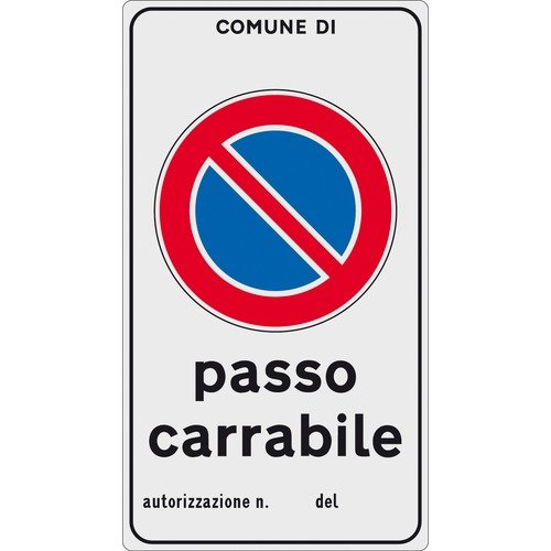 Cartello segnaletico "PASSO CARRABILE AUTORIZZAZIONE" - cm 60x40