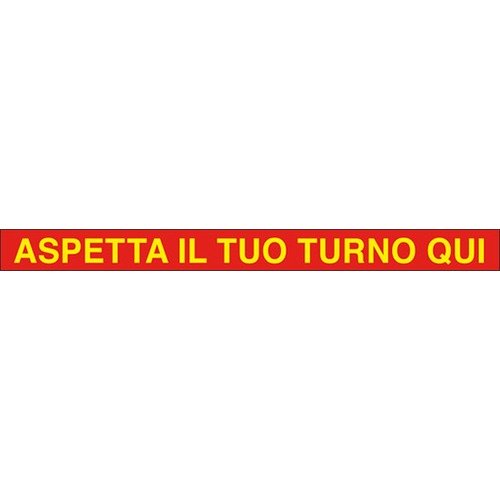 Adesivo cm.100x7 "ASPETTA IL TUO TURNO QUI" segnaletica covid