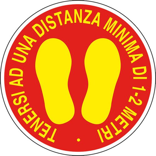 Adesivo "TENERSI AD UNA DISTANZA MINIMA DI 1-2 METRI"