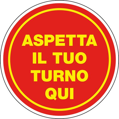 Adesivo "ASPETTA IL TUO TURNO QUI" segnaletica covid