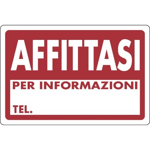 Cartello in plastica "AFFITTASI per informazioni Tel" cm 30x20