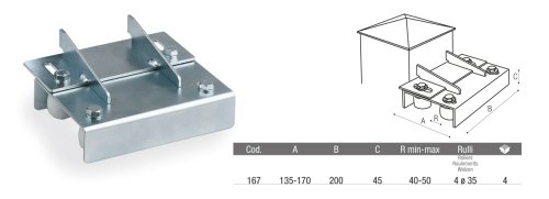 Piastra guida cancello regolabile a saldare ADEM 167