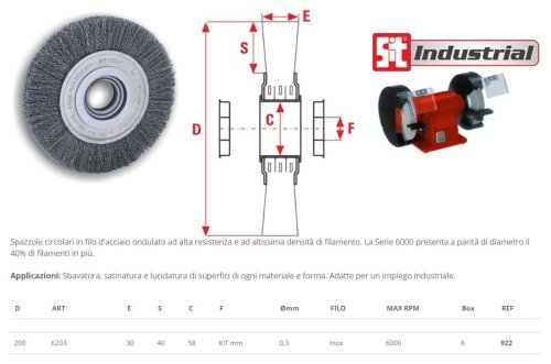 Spazzola circolare in acciaio inox ondulato Ø mm 200x30