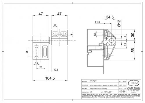 Cerniera in acciaio 2 ali per porte pesanti IBFM 742