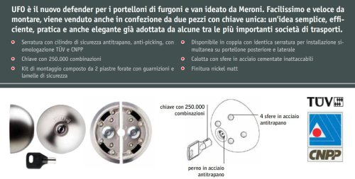 Chiusura lucchetto per portellone furgoni Defender Meroni UFO 8080331215D