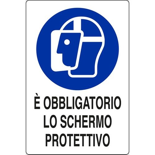 E' obbligatorio lo schermo protettivo - segnaletica Covid