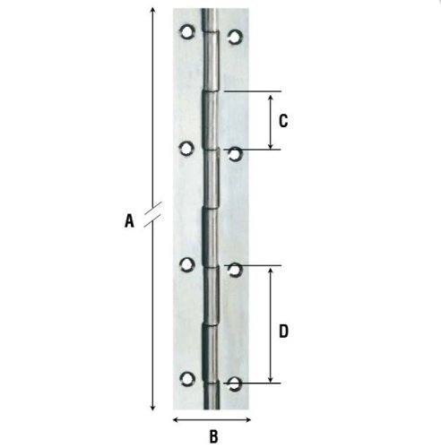 Cerniera in acciaio lucido forata Aldeghi 1204 mm 1980x40