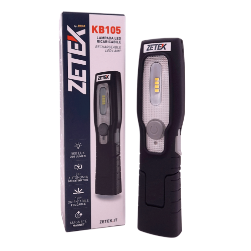 Torcia lampada led ricaricabile con base magnetica ZETEK KB105