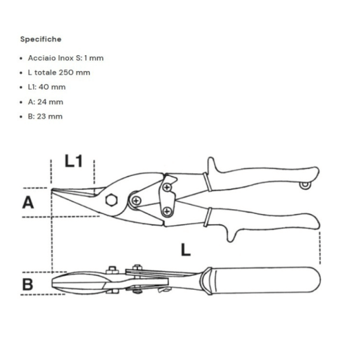 Cesoia a doppia leva destrorsa lame curve Beta 1123