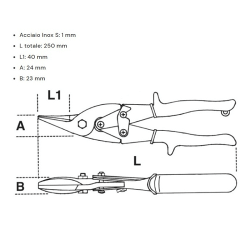 Cesoia a doppia leva sinistrorsa lame curve Beta 1124