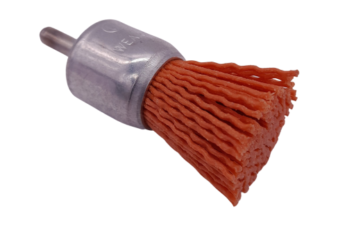 Spazzola a pennello in nylon abrasivo G120 arancio Ø 22 mm con gambo ø 6 mm