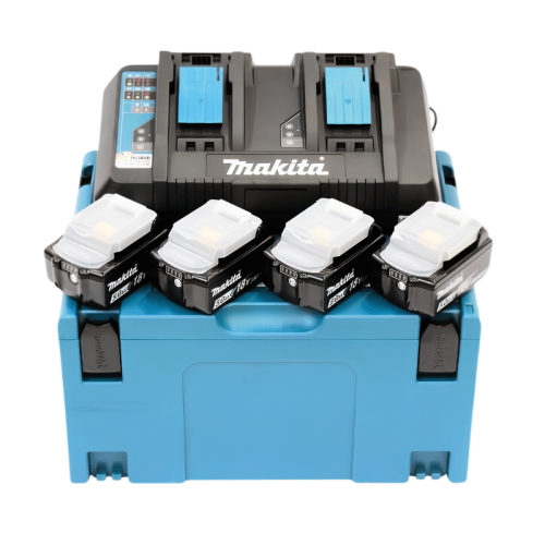 MAKITA 197626-8 KIT ENERGY LXT 4 batterie 18V 5Ah + caricabatterie + valigetta MAKPAC 3