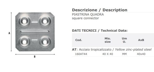 Piastrina forata in acciaio tropicalizzato Aldeghi 160AT mm 40x40