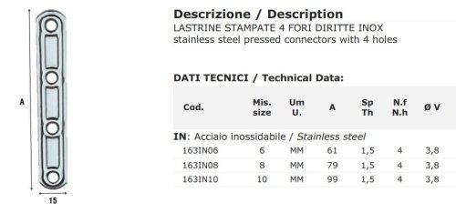 Lastrina forata in acciaio inox Aldeghi 163IN - mm 60