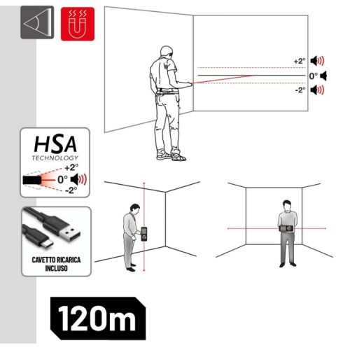 Distanziometro metro laser 60m + 60m Metrica Flash DOUBLE 60+60 ALU
