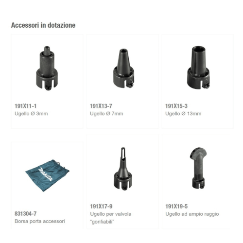 Soffiatore a pistola professionale 18V MAKITA DAS180Z (fornito senza batteria)