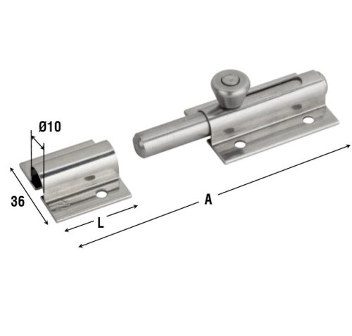 Catenaccio trasversale asta tonda in acciaio inox Aldeghi 216IN - mm 80