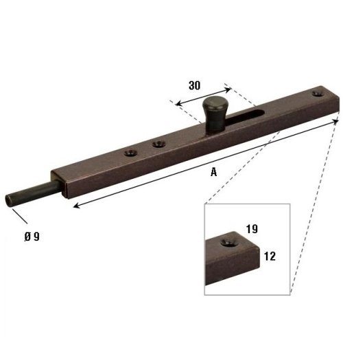 Catenaccio verticale in acciaio bronzato Aldeghi 231AB mm 200x19