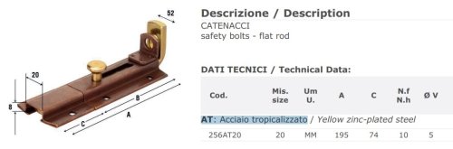 Catenaccio portalucchetto acciaio tropicalizzato Aldeghi 256AT