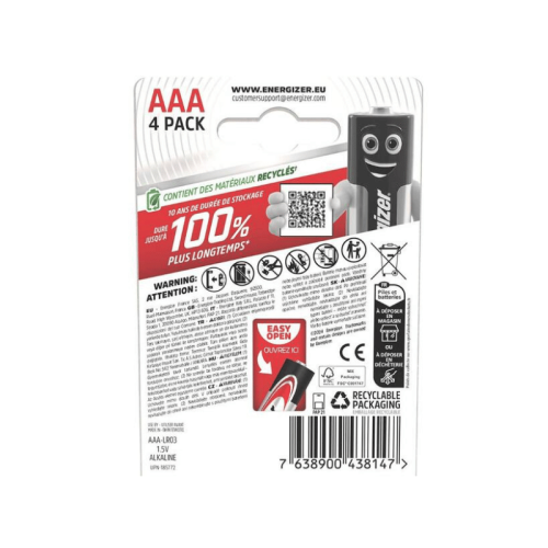 ENERGIZER MAX AAA - 4 batterie Mini Stilo LR3 alcaline 1,5V