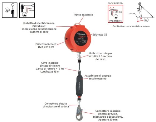 Dispositivo anticaduta retrattile Camp Safety (3137) COBRA 10 (cavo da 10 mt)