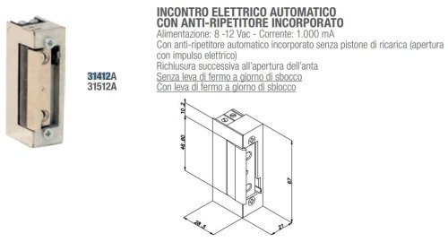 Incontro elettrico MICRO 8-12V AC OPERA 31412A