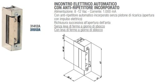 Incontro elettrico MICRO 8-12V AC OPERA 31512A