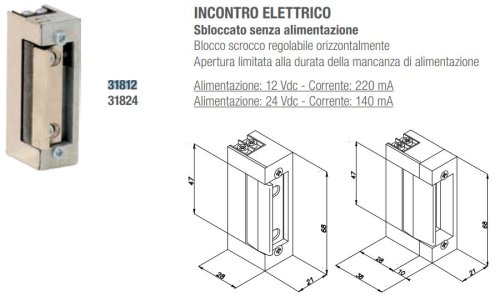 Incontro elettrico MICRO OMNIA 12V DC OPERA 31812