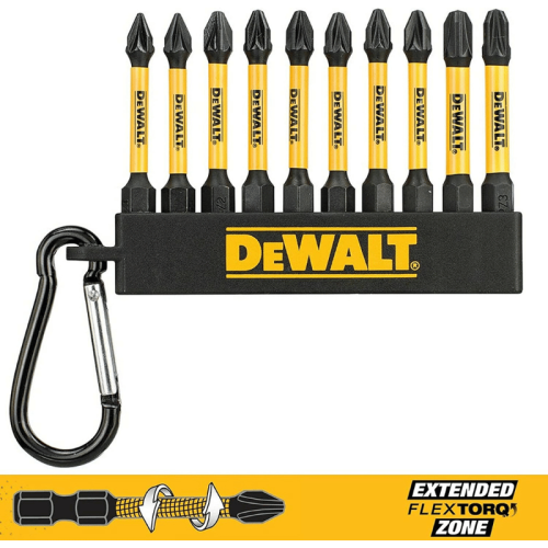 Dewalt DT7276-QZ - Set 10 inserti avvitare FLEX TORQ 50mm POZIDRIV + moschettone
