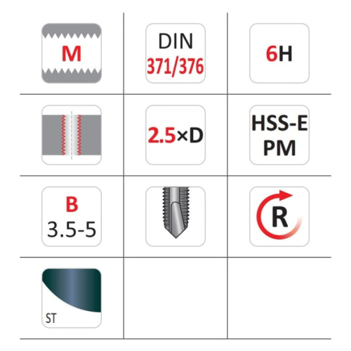Maschio a macchina foro passante HSS-E-PM INOX DORMER EP016H - | M4 x 0,7